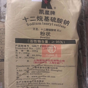 十二烷基硫酸鈉，C12H25SO4Na，